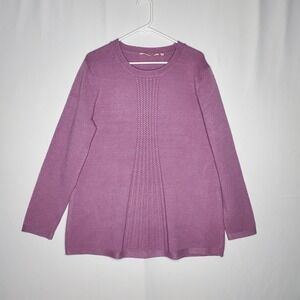 Soft Surroundings Sydney Tunic Sweater XL Purple Cable Knit Business Casual